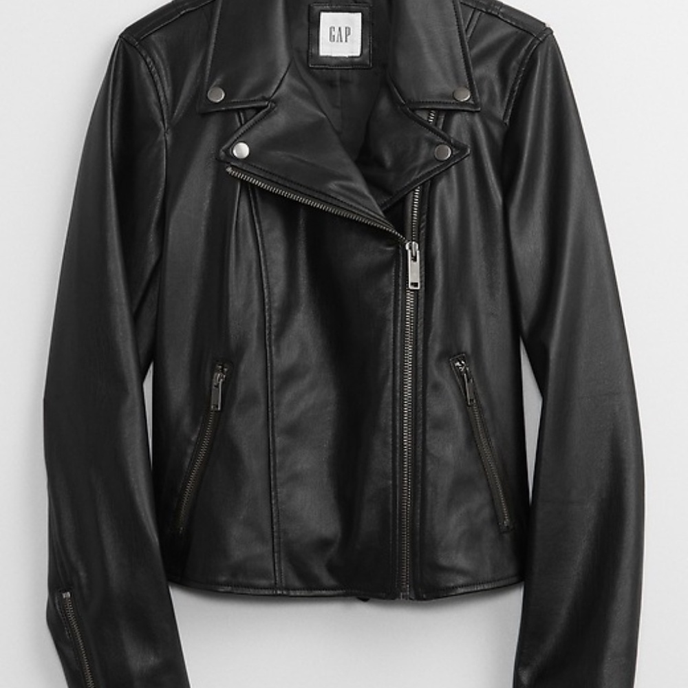 Women’s black faux leather jacket (Gap size small) - Picture 6 of 6